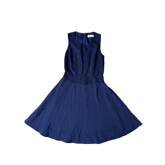Alannah Hill Navy Blue Lace Silk Fit & Flare Dress Cocktail Wedding - Size 6 - Picture 5 of 14